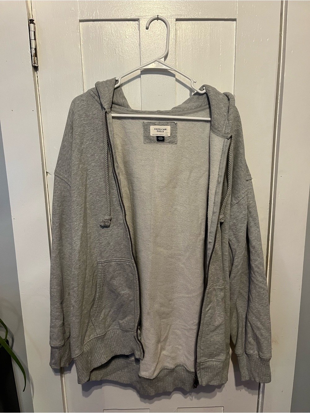American Eagle Outfitters Gray Full-Zip Hoodie